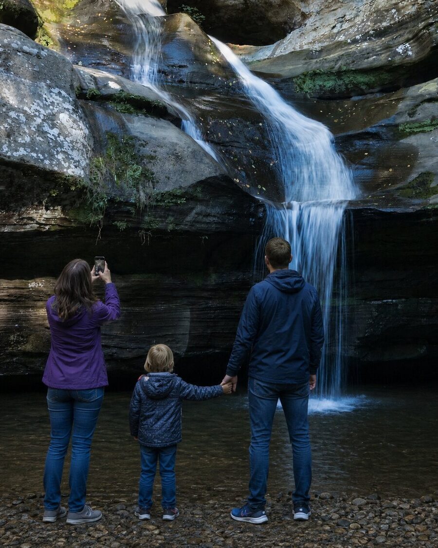 A family at Cedar Falls