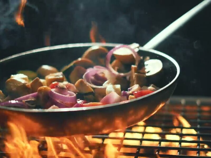A pan on the flame