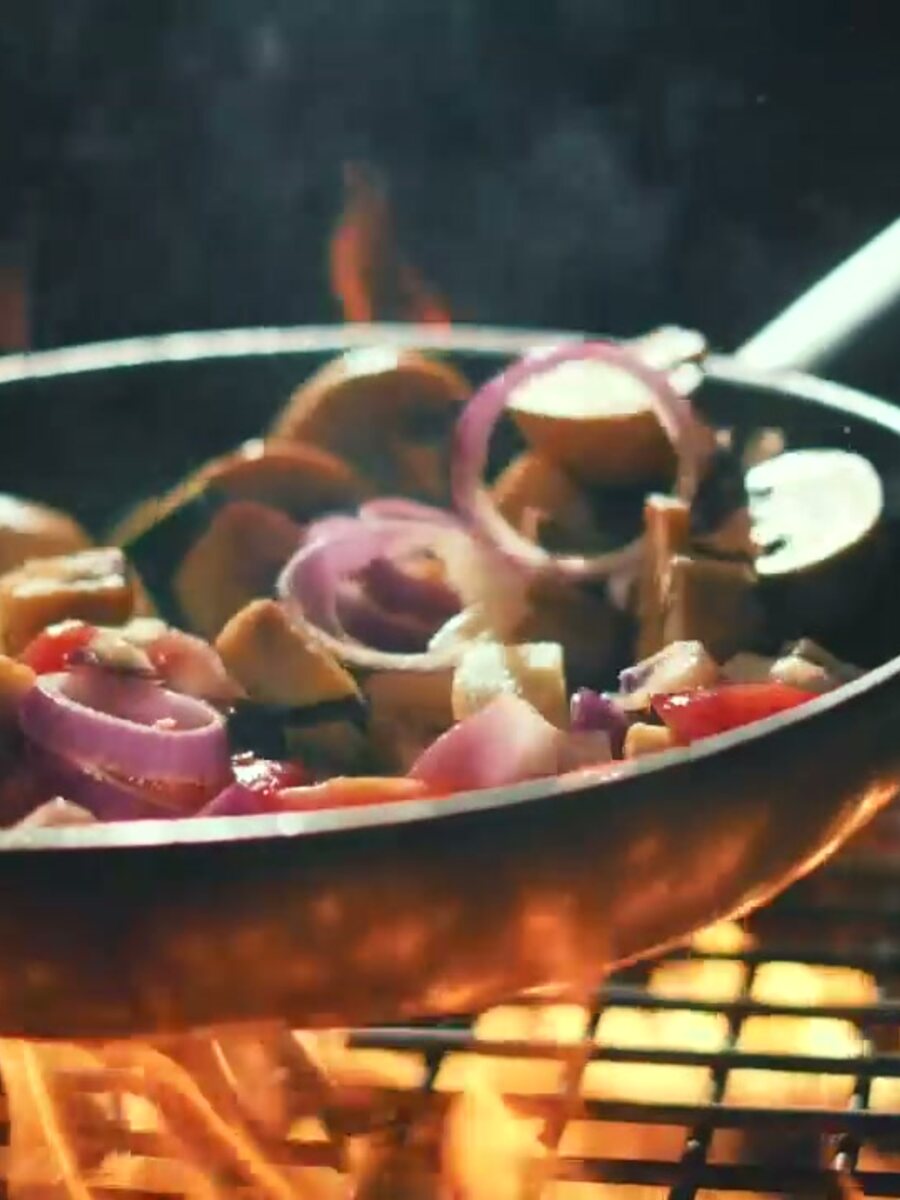 A pan on the flame