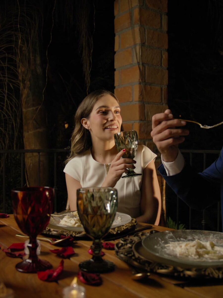 A candlelit table for two